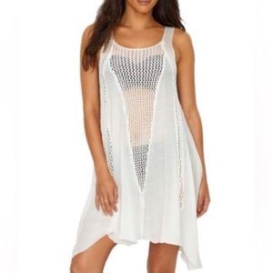 Nordstrom Elan - White Crochet Sheer Swim Cover Up - Size Small